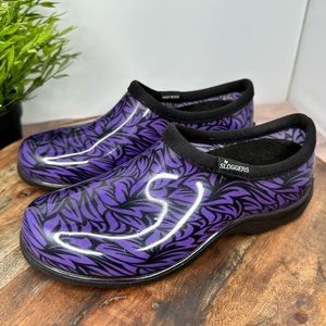 Sloggers Purple & Black Floral Print - Size: 6